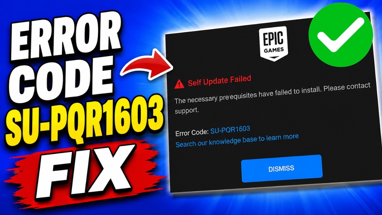 How to Fix Epic Games Launcher Error Code SU-PQR1603 - YouTube
