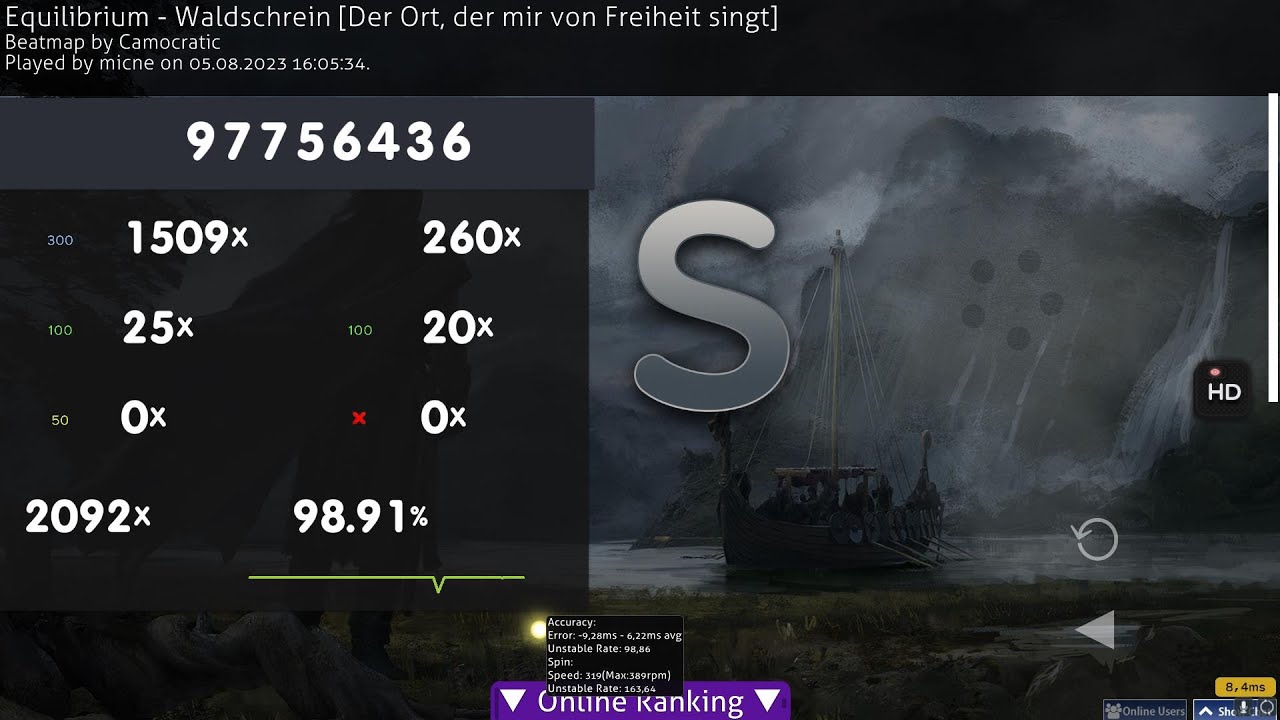 osu! | Equilibrium - Waldschrein [Der Ort, der mir von Freiheit singt] | +HD FC #31 | 580PP | 7.29*