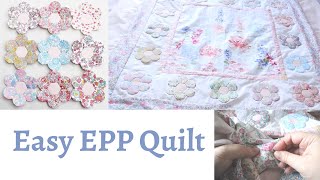 Simple English Paper Pieced Hex Petal Quilt Using Hexiform