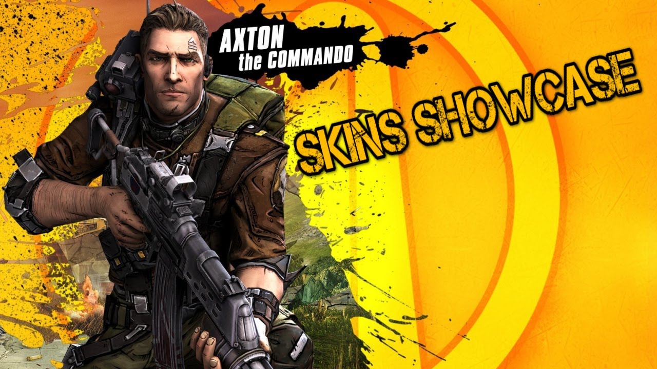 Borderlands 2 - Axton the Commando showcasing all skins