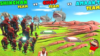 ANIMAL SPAWNER of SHINCHAN TEAM vs CHOP TEAM vs AMAAN TEAM in Animal Revolt Battle Simulator | Dino