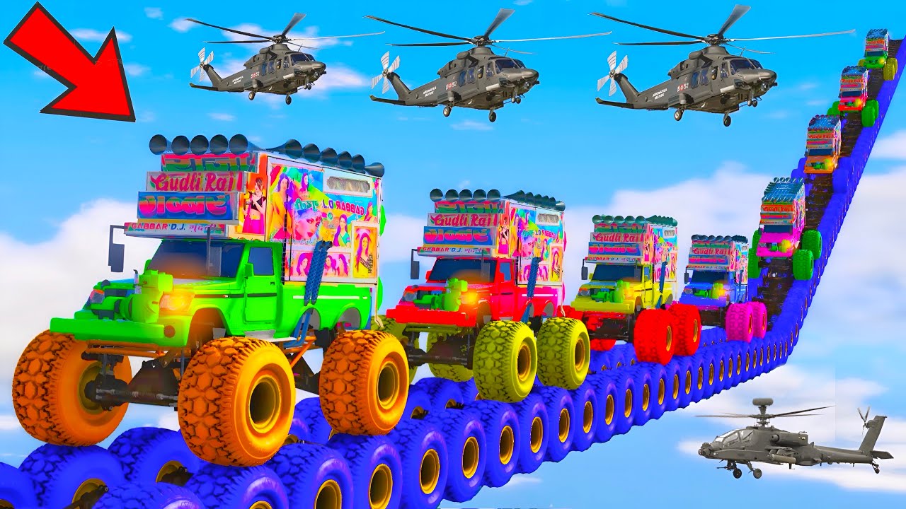 World's Highest 😱😲 GTA 5 ! TRIED THE IMPOSSIBLE 😲😳 SUPER MEGA RAMP CHALLENGE ! INDIAN All 11 DJ