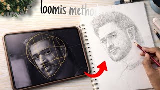"Drawing MS Dhoni with LOOMIS METHOD // Outline drawing tutorial step by step"@MsDhoni_Cricket07 