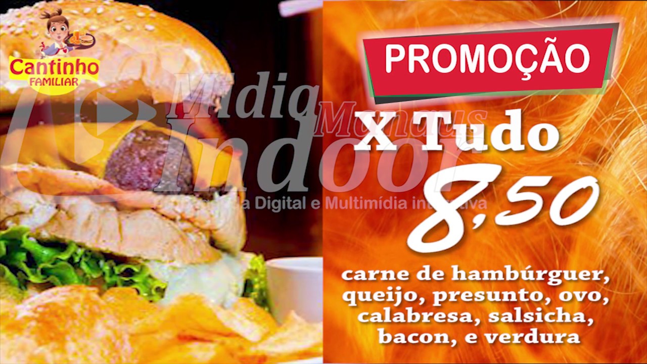 Midia Indoor Manaus Menu 2 Digital para Lanchonetes Manaus