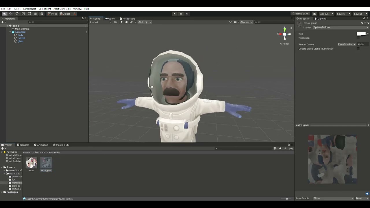 Astronaut character, ver 1.0. Powered by Unity 2019.