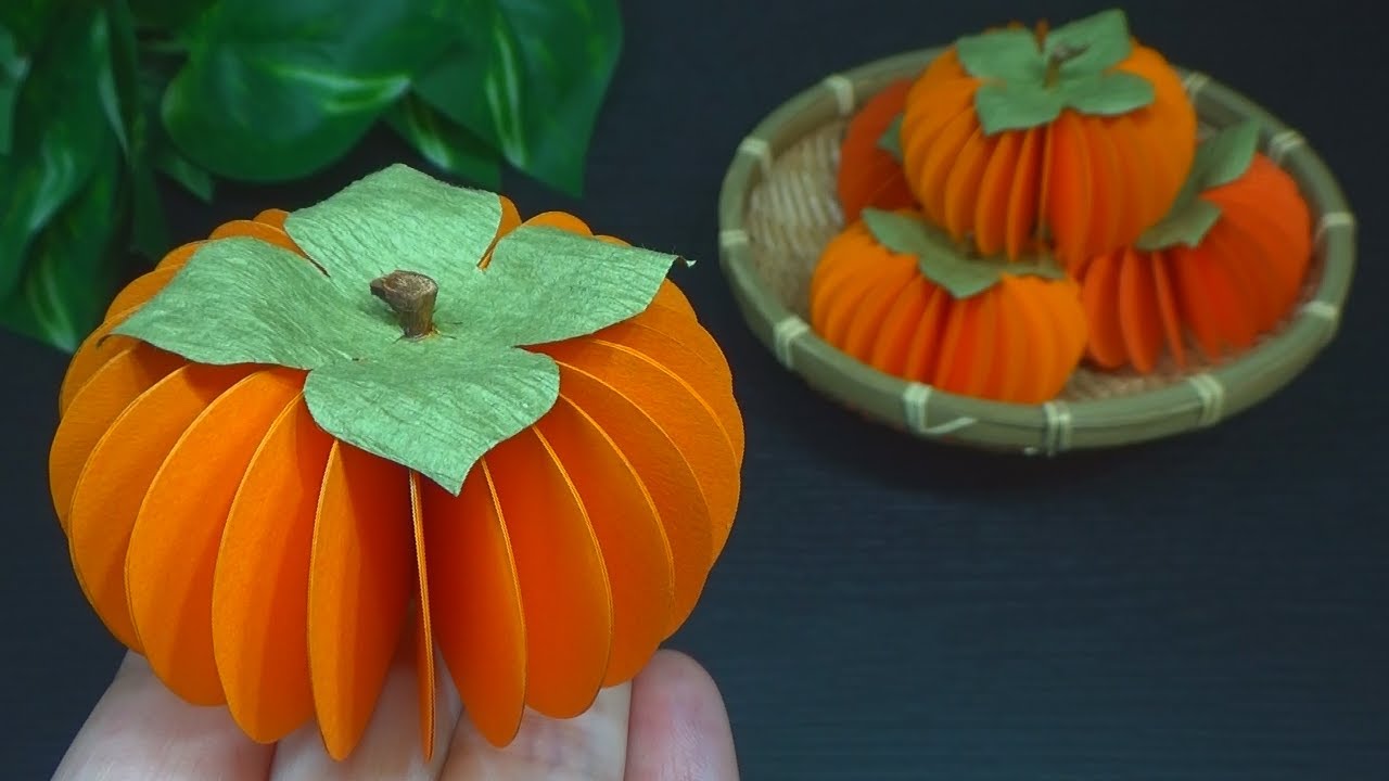 紙で作る）秋の飾り 簡単！柿の作り方【DIY】(paper craft)Easy! How
