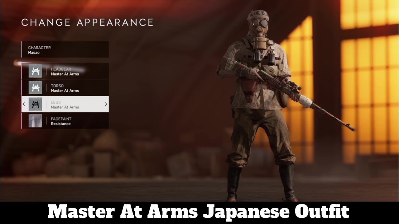 Battlefield V Master At Arms Epic Japanese Outfit + Golden Face Paint