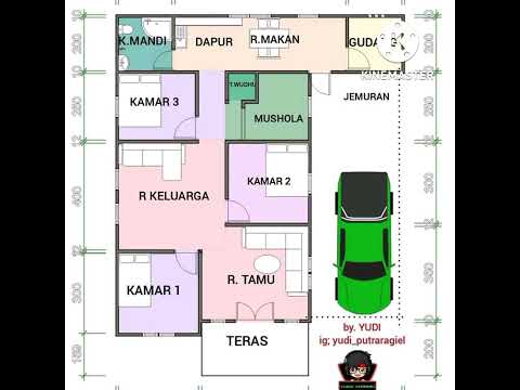 3 desain denah rumah dengan tiga kamar tidur