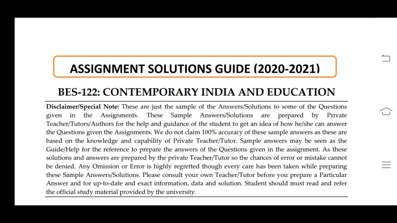 BES 122 Ignou Solved Assignment