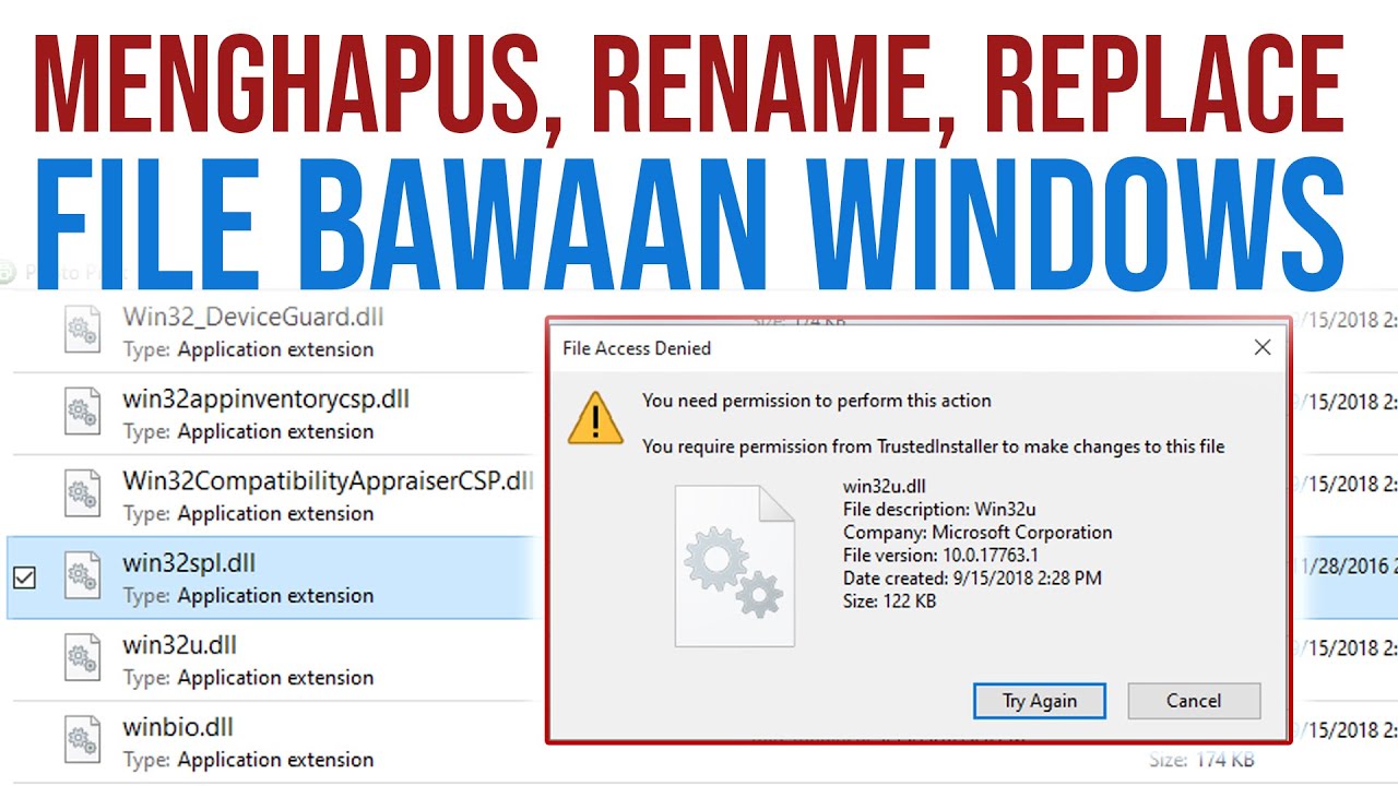 Cara replace rename dan delete file bawaan windows youtube