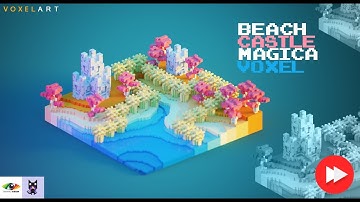 Magicavoxel | Creating a 3D Isometric Tiny Beautiful Beach Castle (Speed Art)