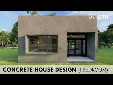 콘크리트 집 디자인 | 67제곱미터 | 침실 1개