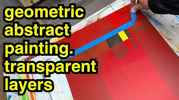 Painting process for a geometric abstract painting in acrylics. Transparent layers. Hard edged.