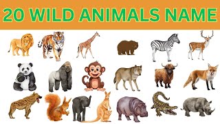 20 WILD ANIMALS NAME in English and Hindi with pictures | next kid genius