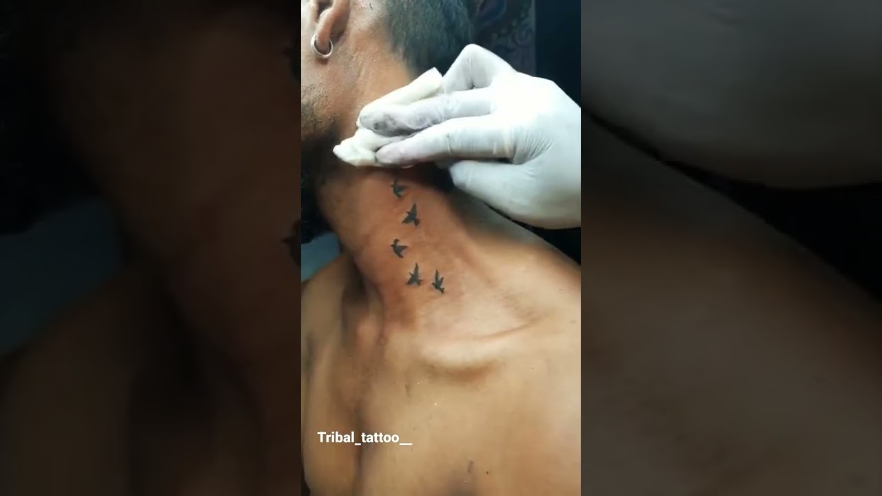neck birds tattoo ( subscribe this channel tribal tattoo studio bhandara city )