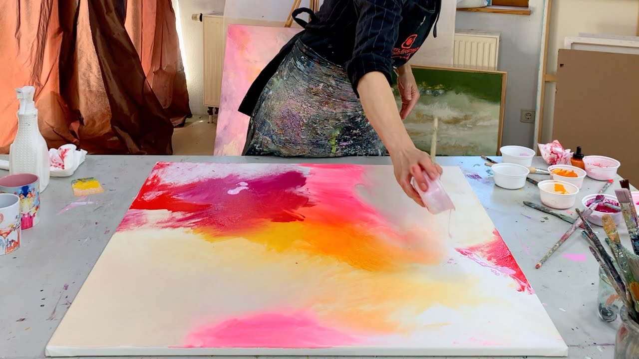 Große Leinwand - für Anfänger!! mit Händen abstrakt malen