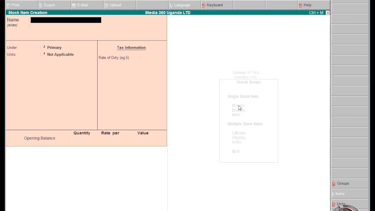 02 Creating Items for sale in Tally 9 ERP