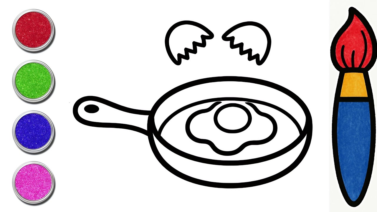 🥚🍳 Fried Egg Picture Drawing, Painting, Coloring for Kids, Toddlers | Easy Drawing Tips