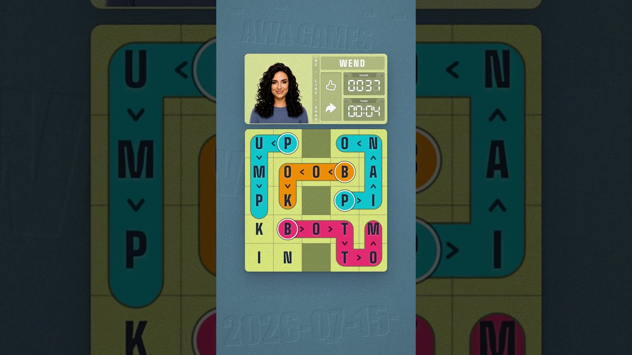 LinkedIn Wend #37 solved board for July 15, 2026, 5x5 grid