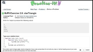 Java Practice It || 2.5 starTriangle || nested for loops