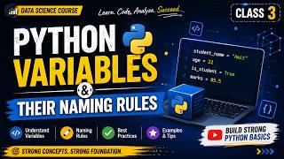 Data Science Full Course in Hindi | Class 3 – Python Variables & Naming Rules (Hindi)