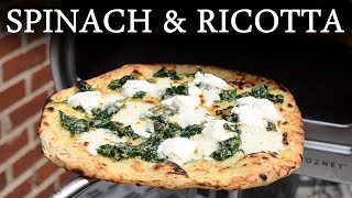 White Pizza Recipe With Garlic Sautéed Spinach & Ricotta Cheese (Thin Crust) In Gozney Roccbox