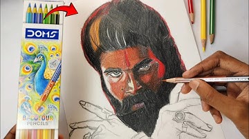 Pushpa 2 Drawing, Allu Arjun Drawing🔥, Colour Pencil