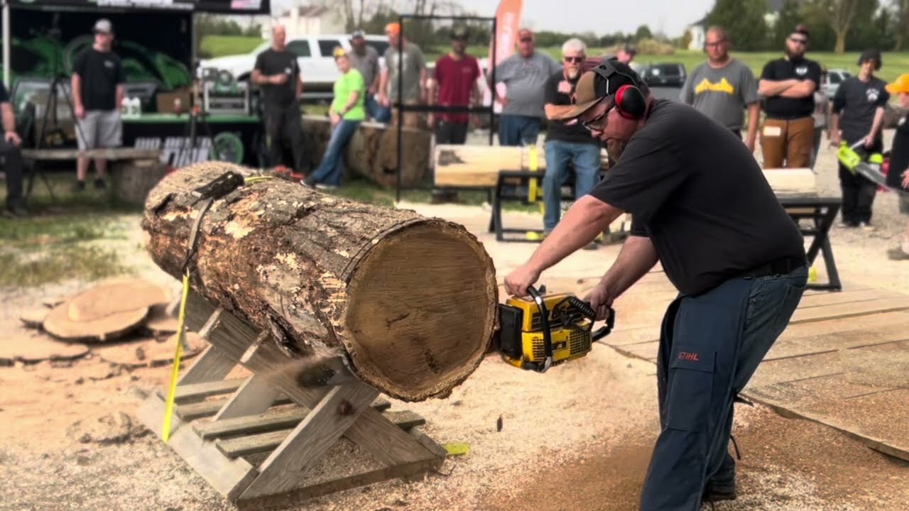 Vintage Bounty Log!  Fastest Time Wins The Pot!  Chainsaw Racing!