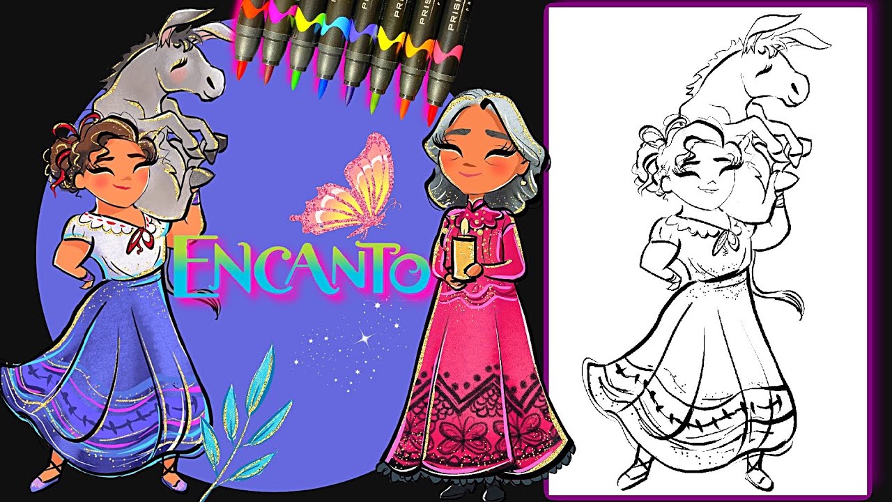 Coloring Luisa & Donkey 💪🏽| Adding Glitter | Disney Encanto| Disney Coloring Pages