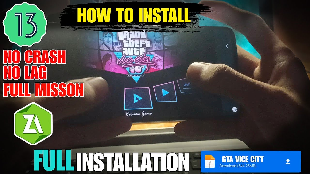 How to Install Gta vice city Android 11,12,13 No Crash No lag 