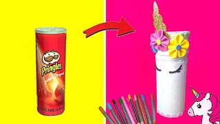 DIY - 🦄 Esto Es Lo Que Puedes Hacer Con Tu Envase De Pringles 🖊️🖋️🖌️