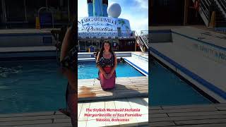 Mermaid Stefania in Mermaid tail on the Margaritaville at Sea Paradise in Nassau, Bahamas