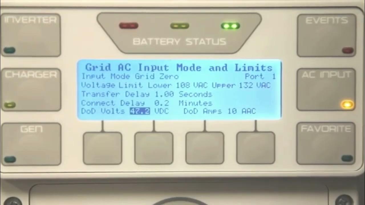 Outback power mate3s system display and controller programming gridzero