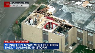 Roof ripped off Mundelein apartment home after storms move through Illinois