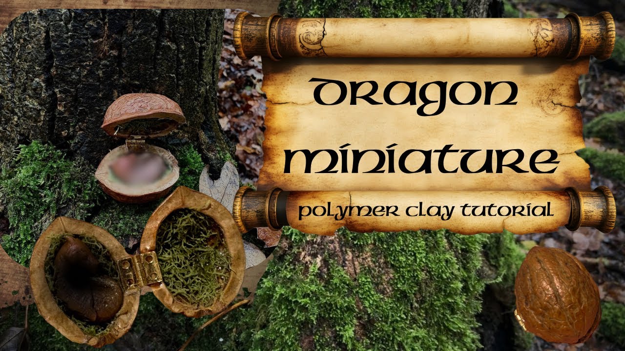 Walnut Dragon Miniature - My first (possibly my last) EVER miniature! Polymer clay tutorial 