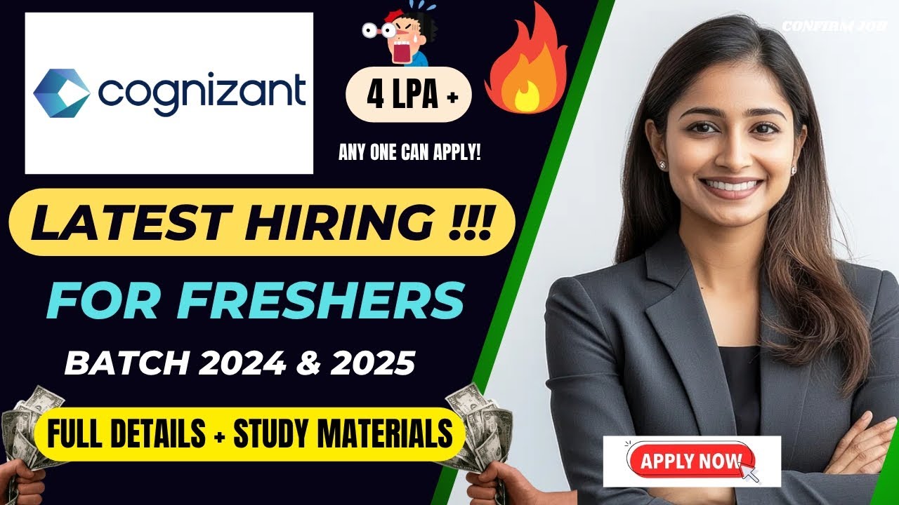 🥳 Cognizant Hiring 2024 & 2025 Batch | Freshers Apply Now | Salary Upto ...