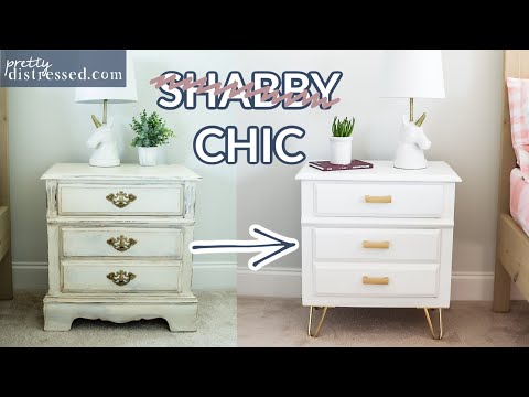 From Shabby Chic To Chic Modern Nightstand Makeover With Smoooth Finish Hairpin Legs Youtube