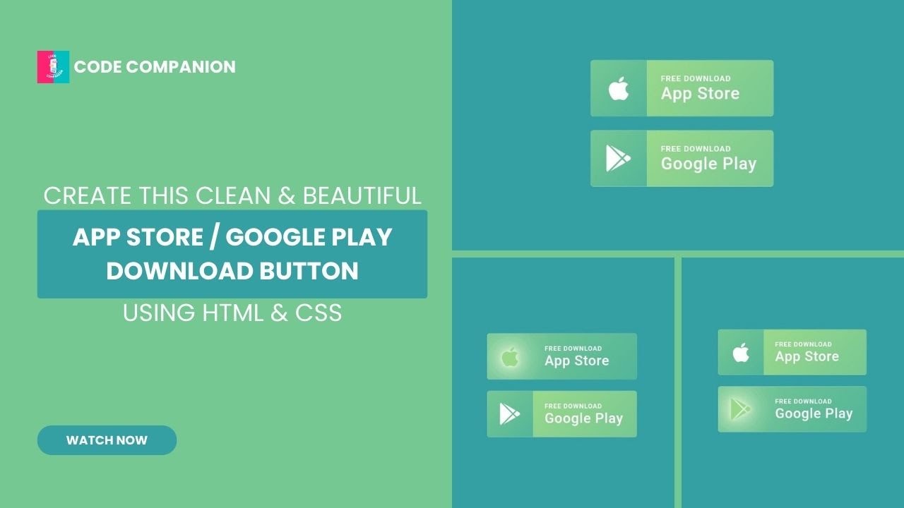 Create This Clean & Beautiful App Store/Google Play Button Using HTML And  CSS | HTML CSS Animation - YouTube