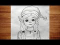 Cute Christmas Girl Drawing