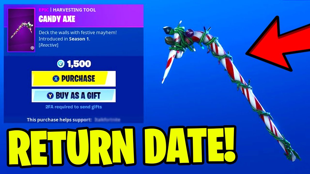 CANDY AXE PICKAXE RETURN RELEASE DATE in Fortnite Item Shop! (Candy Axe Coming Back) YouTube