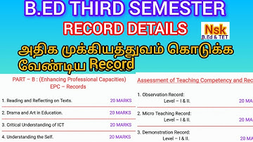RECORDS DETAILS | B.ED THIRD SEMESTER 