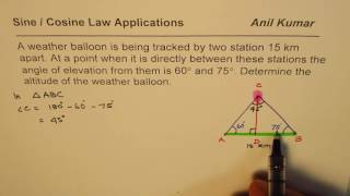 Find Altitude of a Weather Balloon Sine Law Application screenshot 3