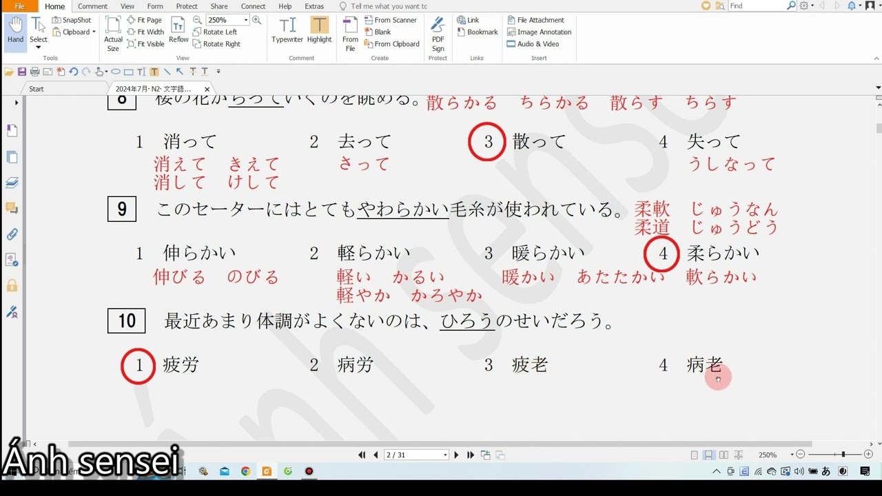 Chữa đề từ vựng JLPT N2 7/2024