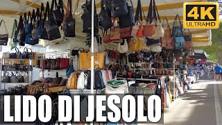 LIDO DI JESOLO | Street Market | 4K Virtual Walking Tour | ASMR