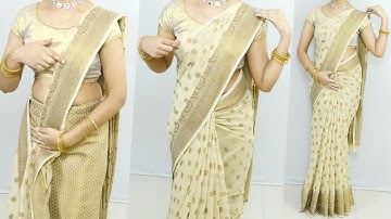 Pure Cotton silk saree draping Tutorial With Easy way |How to Make Perfect saree pleats