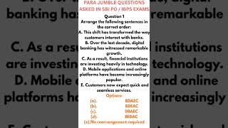 SBI PO 2026 ENGLISH | MOST EXPECTED SBI PO QUESTIONS | PARA JUMBLES #sbi #sbipo #shorts #viral #yt