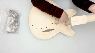 DIY Guitar Kit Unboxing - VW015C Semi Hollow Build Your Own Guitar Kit from Vibeworks Guitars