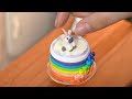 Miniature UNICORN Cake | Top Fondant Miniature Colorful Cake Decorating | Tiny Cakes