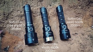 Sofirn C8L xhp50.3 vs C8G xhp35 vs C8G sst40 - Turbo Beam Shot Review