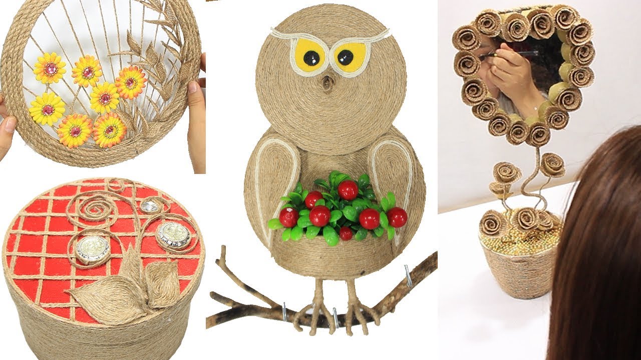 5 Jute Craft Ideas Home Decorating Ideas Handmade Youtube